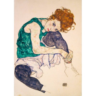 Bluebird-Puzzle - 1000 pieces - Egon Schiele - Seated Woman with Legs Drawn Up, 1917
