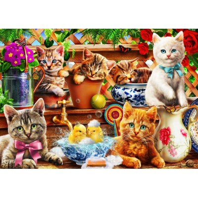 Bluebird-Puzzle - 104 pieces - Kittens in the Potting Shed