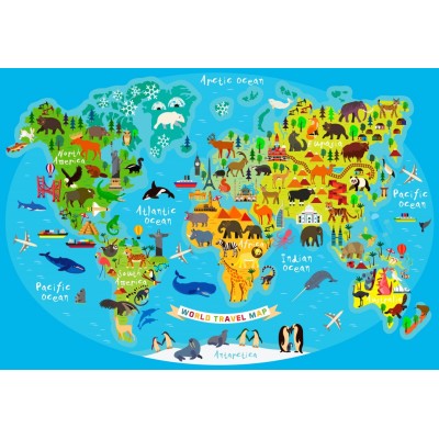 Bluebird-Puzzle - 300 pieces - World Travel Map