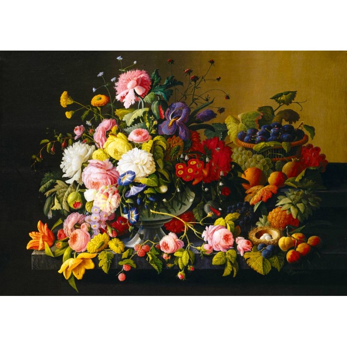 Puzzle Art-by-Bluebird-60030 Severin Roesen - Still Life, Flowers and Fruit, 1855