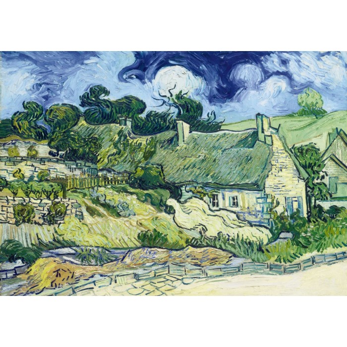 Puzzle Art-by-Bluebird-F-60303 Vincent Van Gogh - Thatched Cottages at Cordeville, 1890