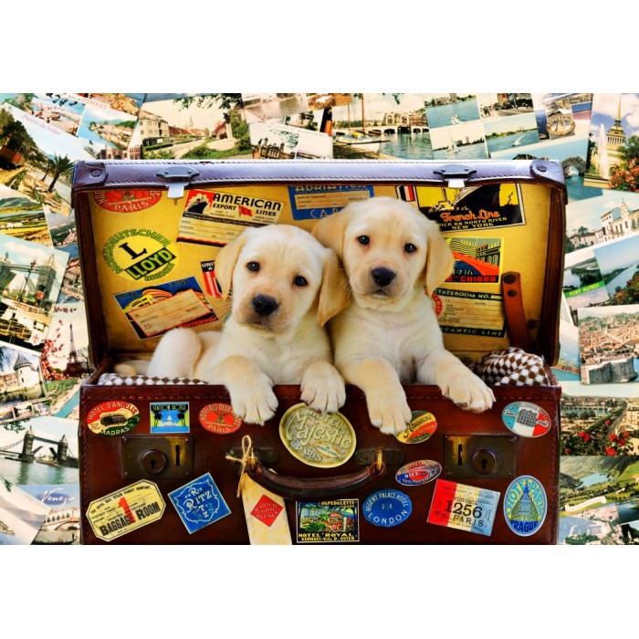 Puzzle Bluebird-Puzzle-70398 Two Travel Puppies