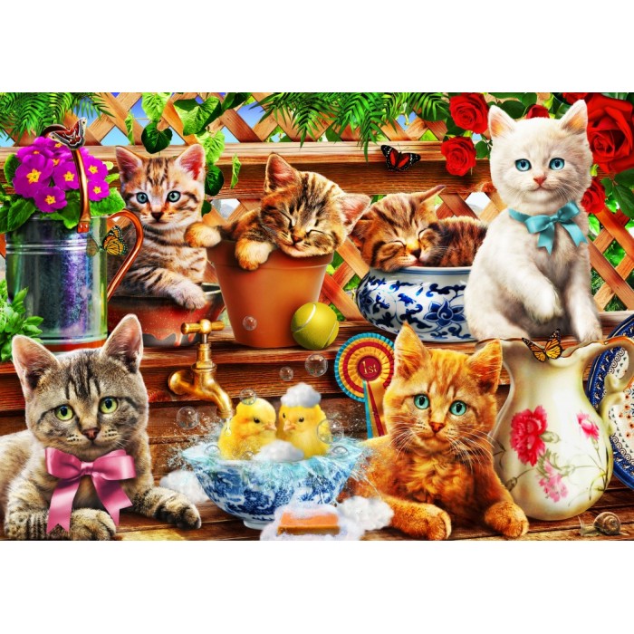 Puzzle Bluebird-Puzzle-70400 Kittens in the Potting Shed