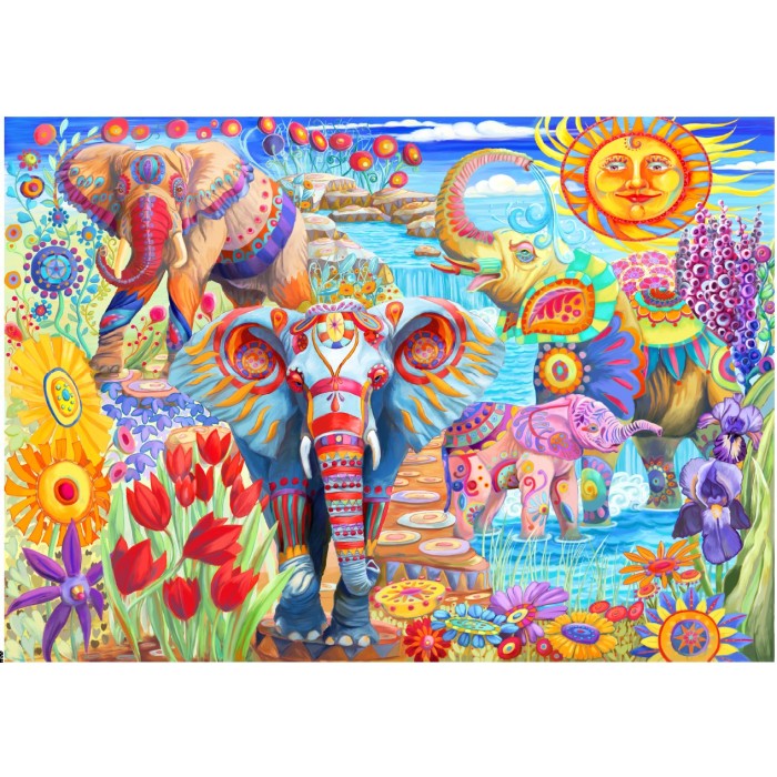 Puzzle Bluebird-Puzzle-F-90015 Elephants in the Garden