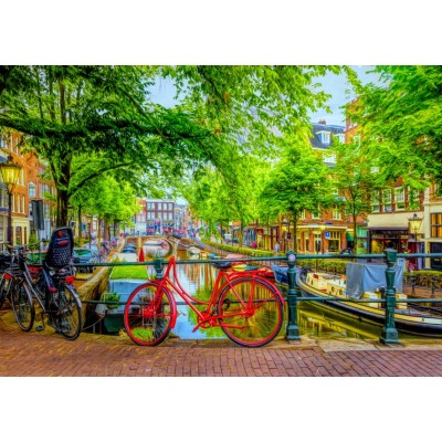 Puzzle  Bluebird-Puzzle-F-90213 The Red Bike in Amsterdam