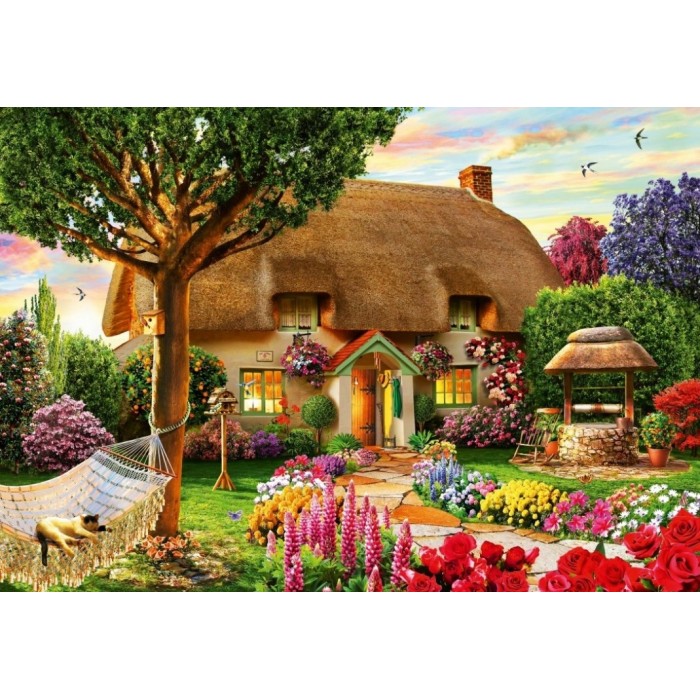 Puzzle Bluebird-Puzzle-F-90552 Thatched Cottage