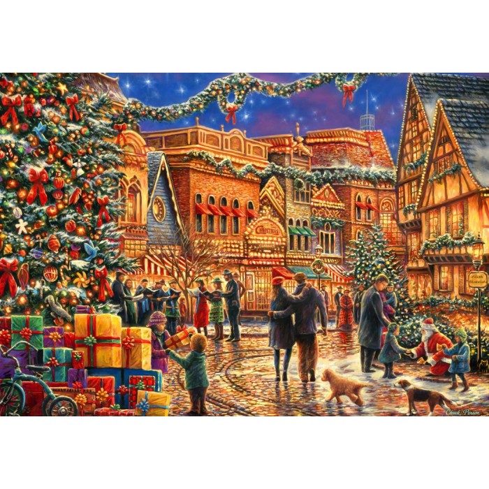 Puzzle Bluebird-Puzzle-F-90566 Christmas at the Town Square