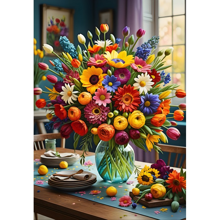 Puzzle Bluebird-Puzzle-F-90849 Colourful Bouquet