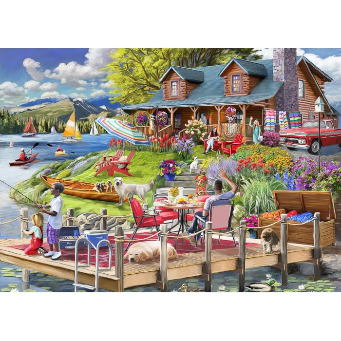 Puzzle Bluebird-Puzzle-F-90939 Lake View Cabin Mountain Time