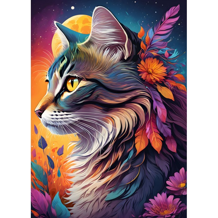 Puzzle Bluebird-Puzzle-F-90942 Floral Cat