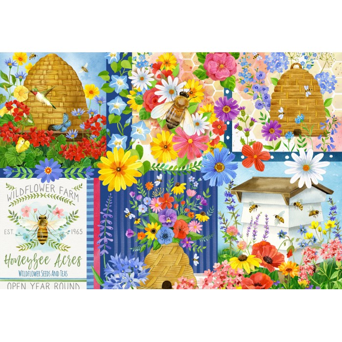 Puzzle Bluebird-Puzzle-F-90996 Beehives and Bees
