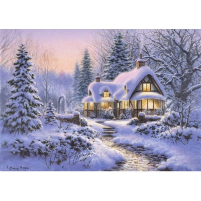 Bluebird-Puzzle - 500 Teile - Winter's Blanket Wouldbie Cottage